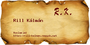 Rill Kálmán névjegykártya